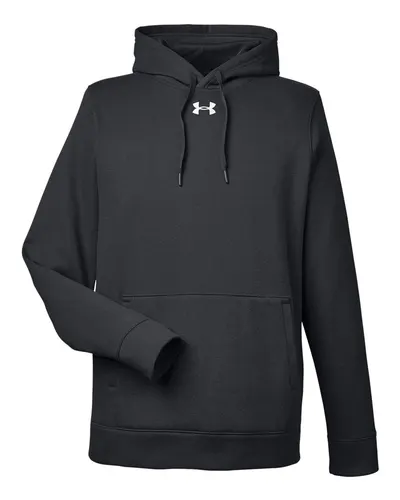 Under Armour 1300123 Men's Hustle Hooded Sweatshirt in Black/ White — blank hooded sweatshirt, front view