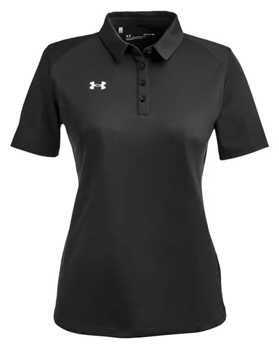 Under Armour 1370431 Women's Tech™ Polo in Black/ White — blank polo, front view