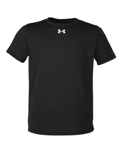Under Armour 1377487 Youth Tech™ Team T-Shirt in Black/ White — blank t-shirt, front view