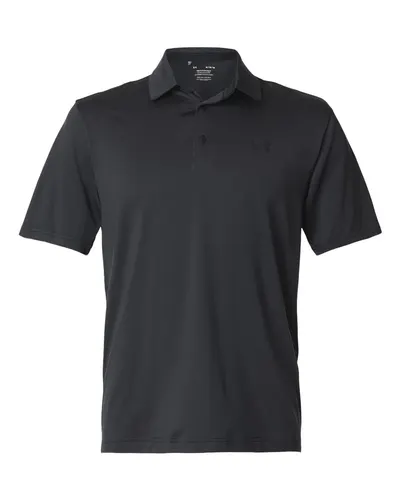 Under Armour 1378676 Men's Playoff 3.0 Stripe Polo in Black/ Pitch Grey — blank polo, front view