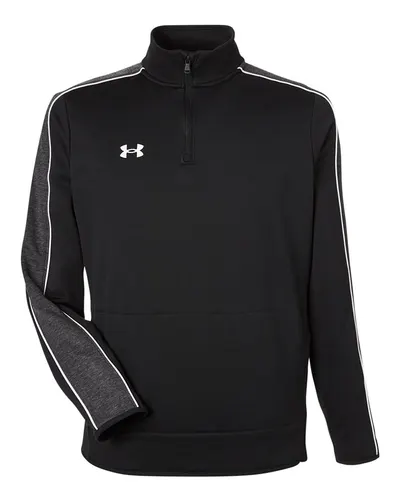 Under Armour 1383260 Men's Command 2.0 Quarter-Zip Pullover in Black/ White — blank garment, front view
