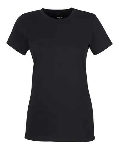 Under Armour 1383284 Women's Athletic 2.0 T-Shirt in Black/ White — blank t-shirt, front view