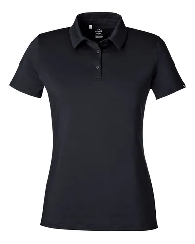 Under Armour 1385910 Women's Recycled Polo in Black/ White — blank polo, front view