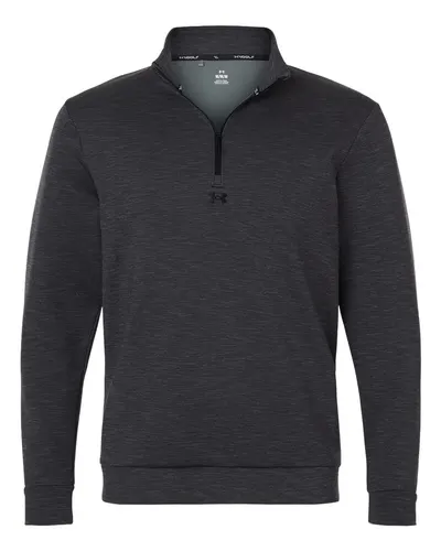 Under Armour 1387124 Men's Drive Midlayer Quarter-Zip Pullover in Black/ Black — blank garment, front view