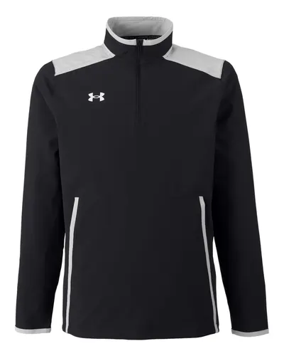 Under Armour 1389611 Men's Motivate 3.0 Quarter-Zip Pullover in Black/ Mod Grey/ White — blank garment, front view