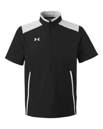 Under Armour 1389612 Men's Motivate 3.0 Short Sleeve Half-Zip in Black/ Mod Grey/ White — blank garment, front view