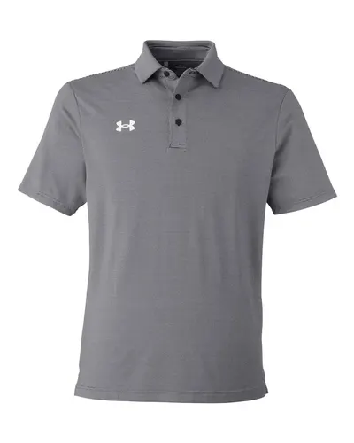 Under Armour 1389853 Men's Destin Drive UA Playoff Team Stripe Performance Polo in Black/ White — blank polo, front view