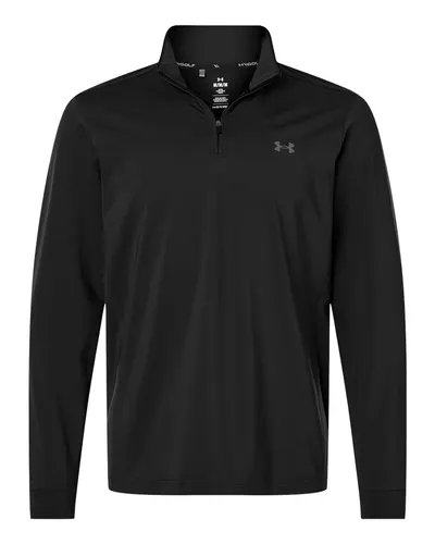 Under Armour 1389864 Men's Drive Quarter-Zip Pullover in Black/ Castlerock — blank garment, front view
