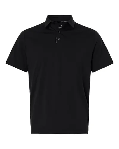 Under Armour 6009652 Men's Drive Bonded Polo in Black/ Steel — blank polo, front view