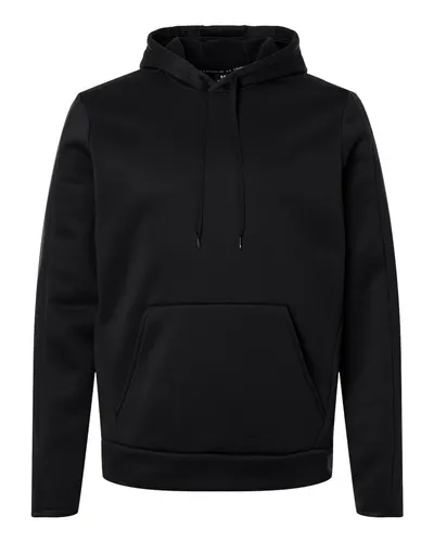 Under Armour 6010164 Men's Armour Fleece Pro Hooded Sweatshirt in Black/ White — blank hooded sweatshirt, front view