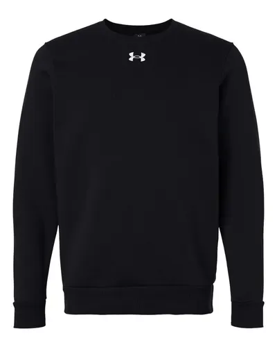 Under Armour 6014160 Men's Team Icon Fleece Crew in Black/ White — blank fleece pullover, front view