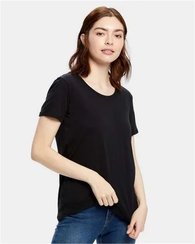 US Blanks US115 Women's Loose Fit Boyfriend Tee in Black — blank t-shirt, front view