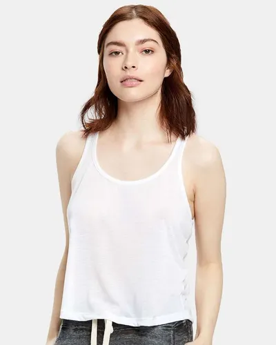US Blanks US510 Women's Sheer Cropped Racer Tank Top in White — blank tank top, front view
