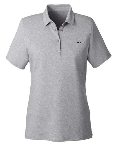 vineyard vines G001189 Women's Edgartown Pique Polo in Barracuda — blank polo, front view