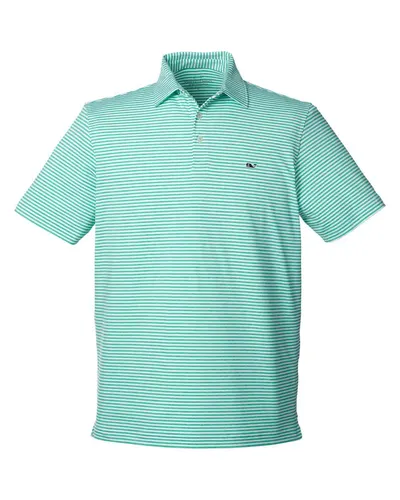 vineyard vines G011145 Men's Heathered Winstead Sankaty Polo in Antigua Green — blank polo, front view
