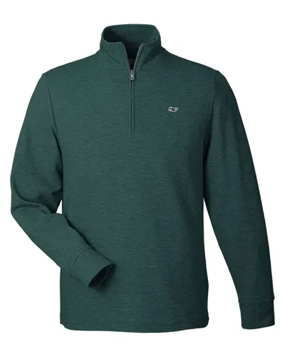 vineyard vines K002708 Men's Saltwater Quarter-Zip Pullover in Charleston Green — blank garment, front view