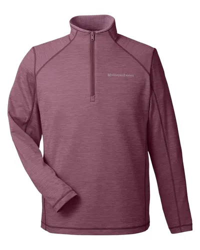 vineyard vines K002709 Men's Sankaty Quarter-Zip Pullover in Collegiate Burgundy — blank garment, front view