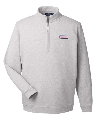 vineyard vines K002712 Men's Collegiate Shep Quarter-Zip Sweatshirt in Grey Heather — blank crewneck sweatshirt, front view