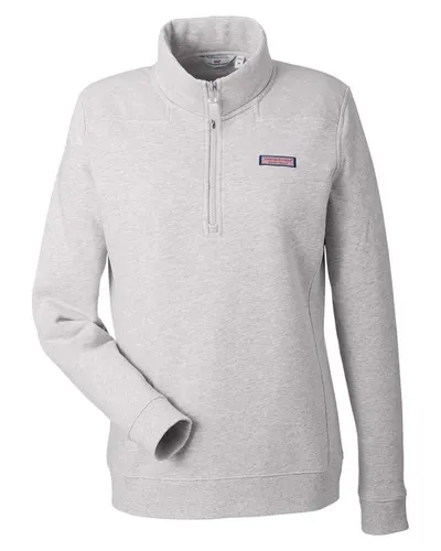 vineyard vines K002795 Women’s Collegiate Shep Quarter-Zip Sweatshirt in Grey Heather — blank crewneck sweatshirt, front view