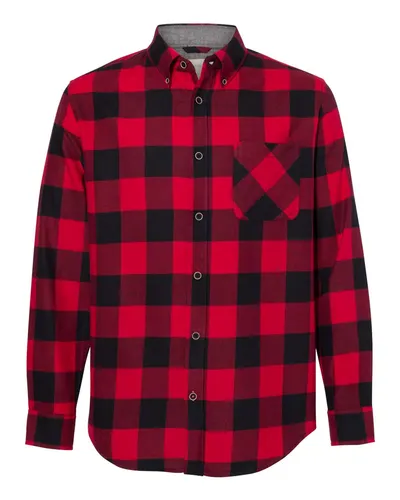Weatherproof 164761 Vintage Brushed Flannel Shirt in Crimson/ Black — blank garment, front view