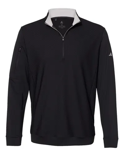 Adidas A295 Men's Textured Quarter-Zip Pullover — blank garment, front view