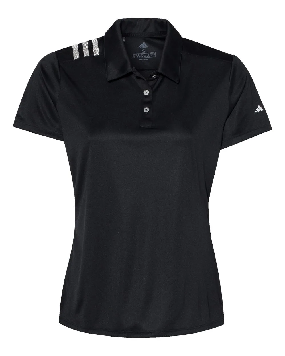 Adidas A325 Women's 3-Stripes Shoulder Polo — blank polo, front view