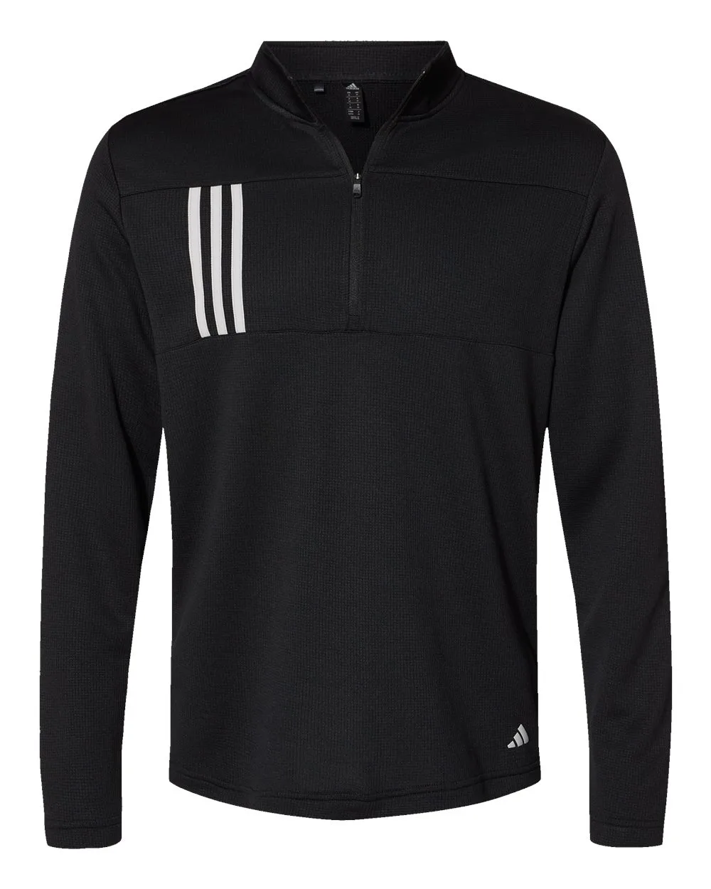 Adidas A482 Men's 3-Stripes Double-Knit Quarter-Zip Pullover — blank garment, front view