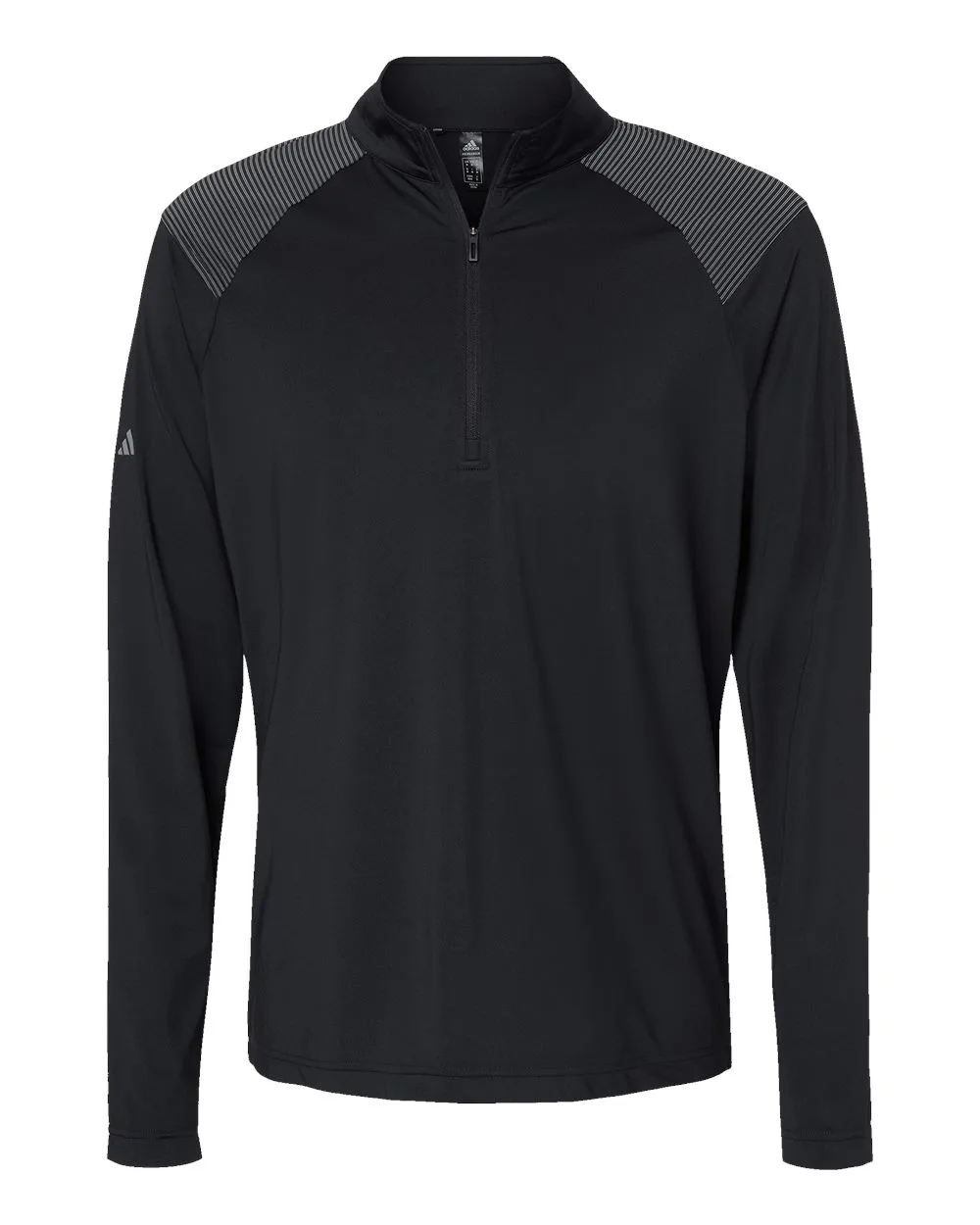 Adidas A520 Men's Ultimate365 Lightweight Shoulder Stripe Quarter-Zip Pullover — blank garment, front view