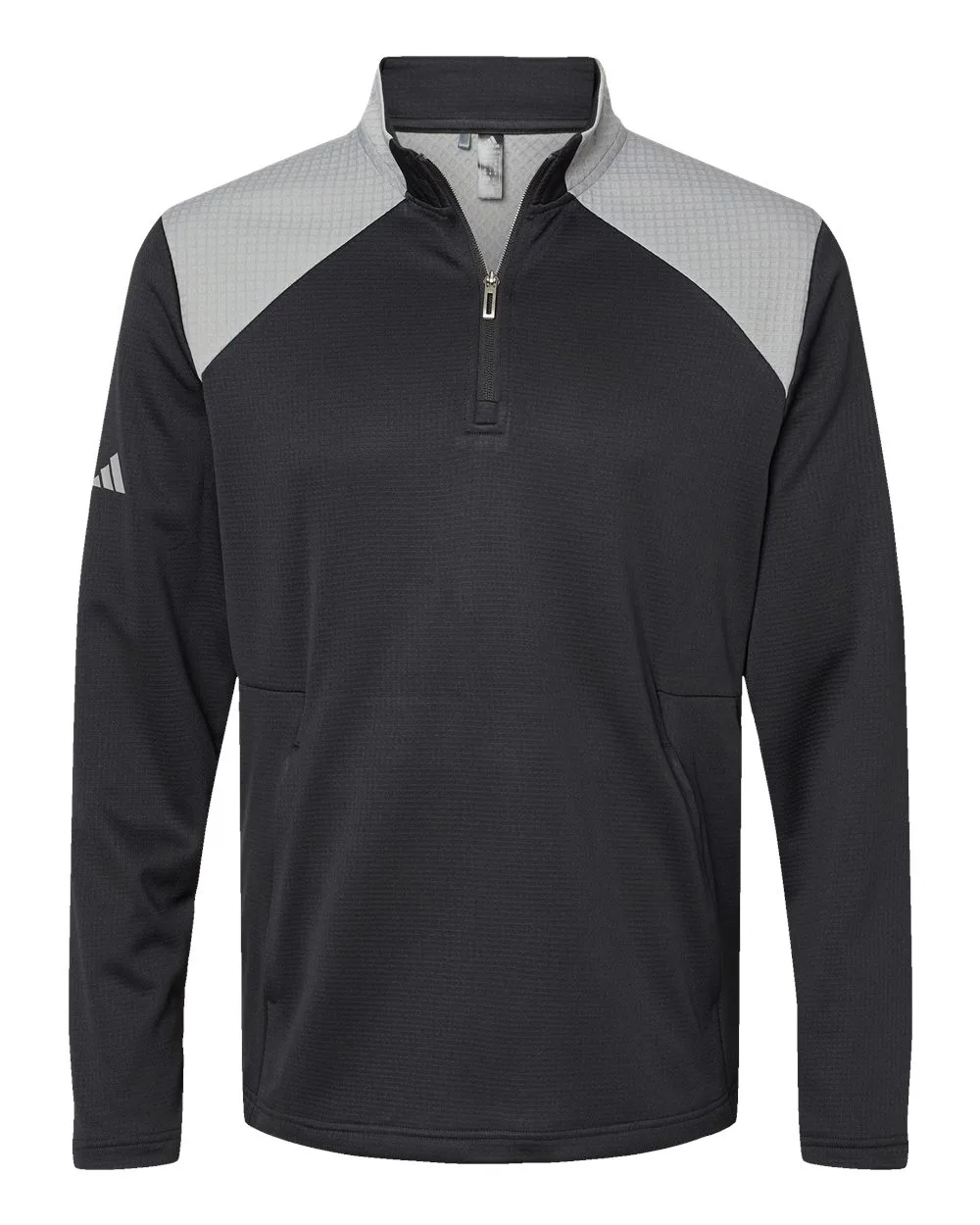 Adidas A532 Men's Textured Mixed Media Quarter-Zip Pullover — blank garment, front view