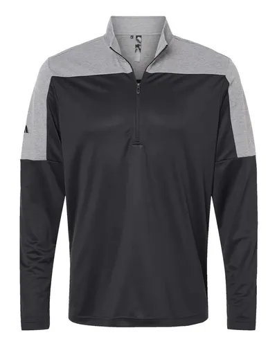 Adidas A552 Men's Ultimate365 Lightweight Colorblocked Quarter-Zip Pullover — blank garment, front view