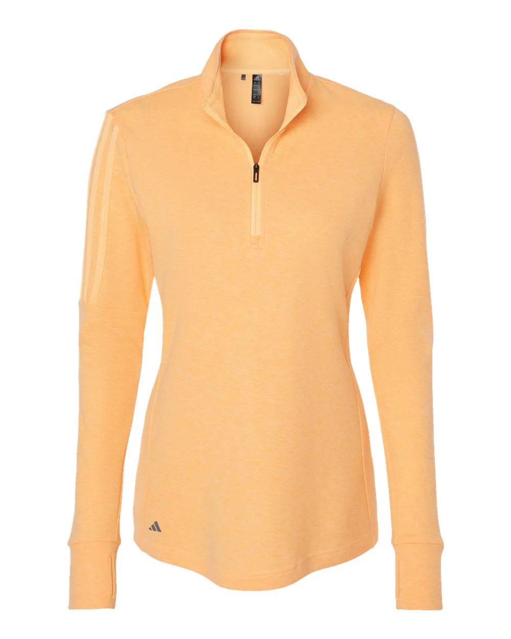 Adidas A555 Women's 3-Stripes Quarter-Zip Sweater Pullover — blank garment, front view