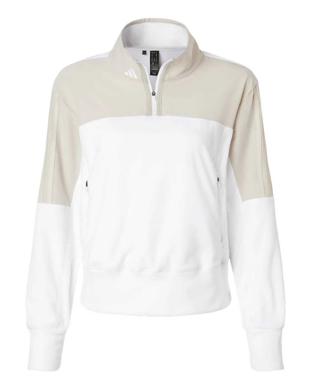 Adidas A601 Women's Fleece Quarter-Zip Pullover — blank fleece pullover, front view