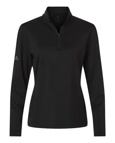 Adidas A709 Women's Textured Stripe Quarter-Zip Pullover — blank garment, front view