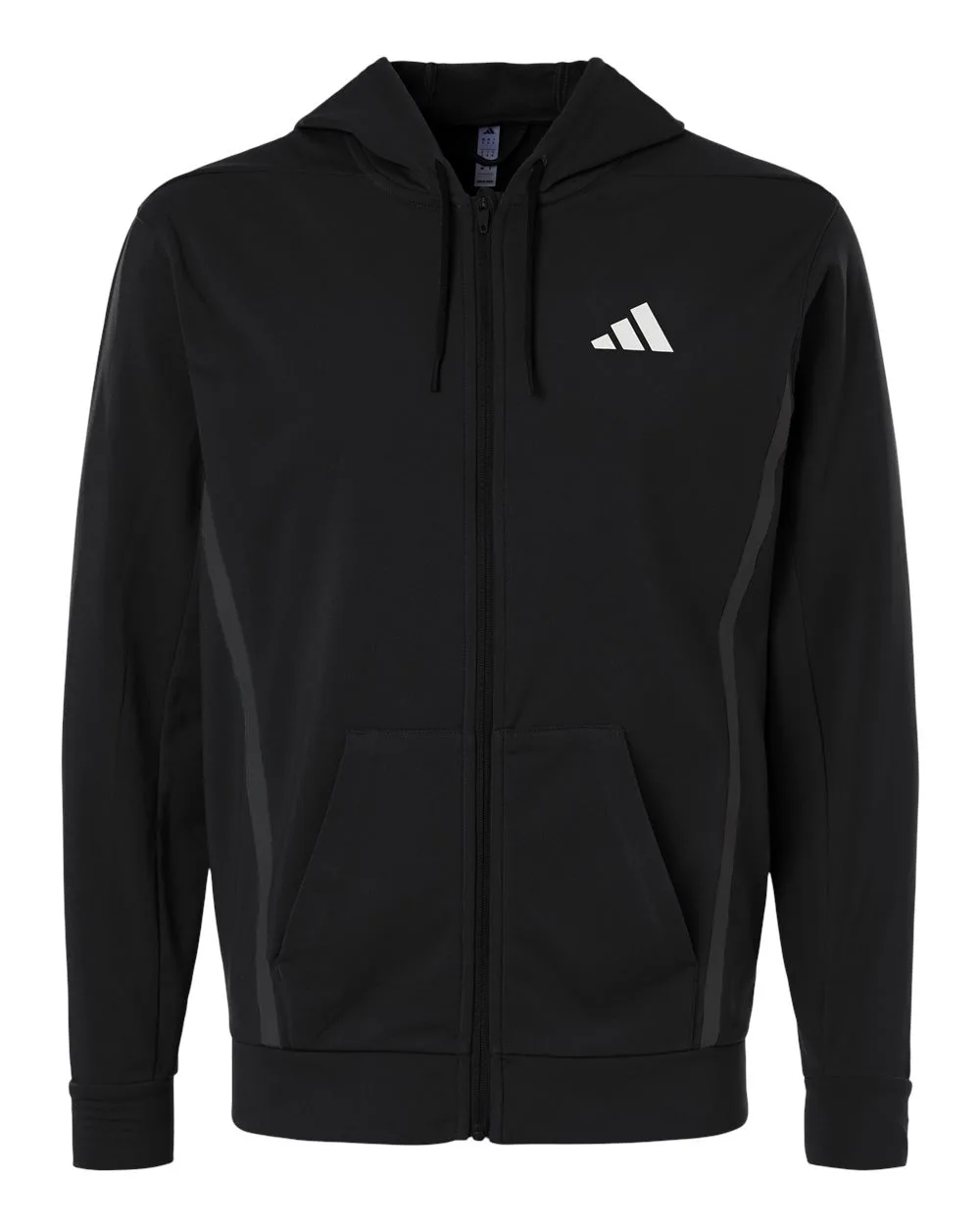Adidas AT208 Men's Game & Go Fleece Full-Zip Hooded Sweatshirt — blank hooded sweatshirt, front view