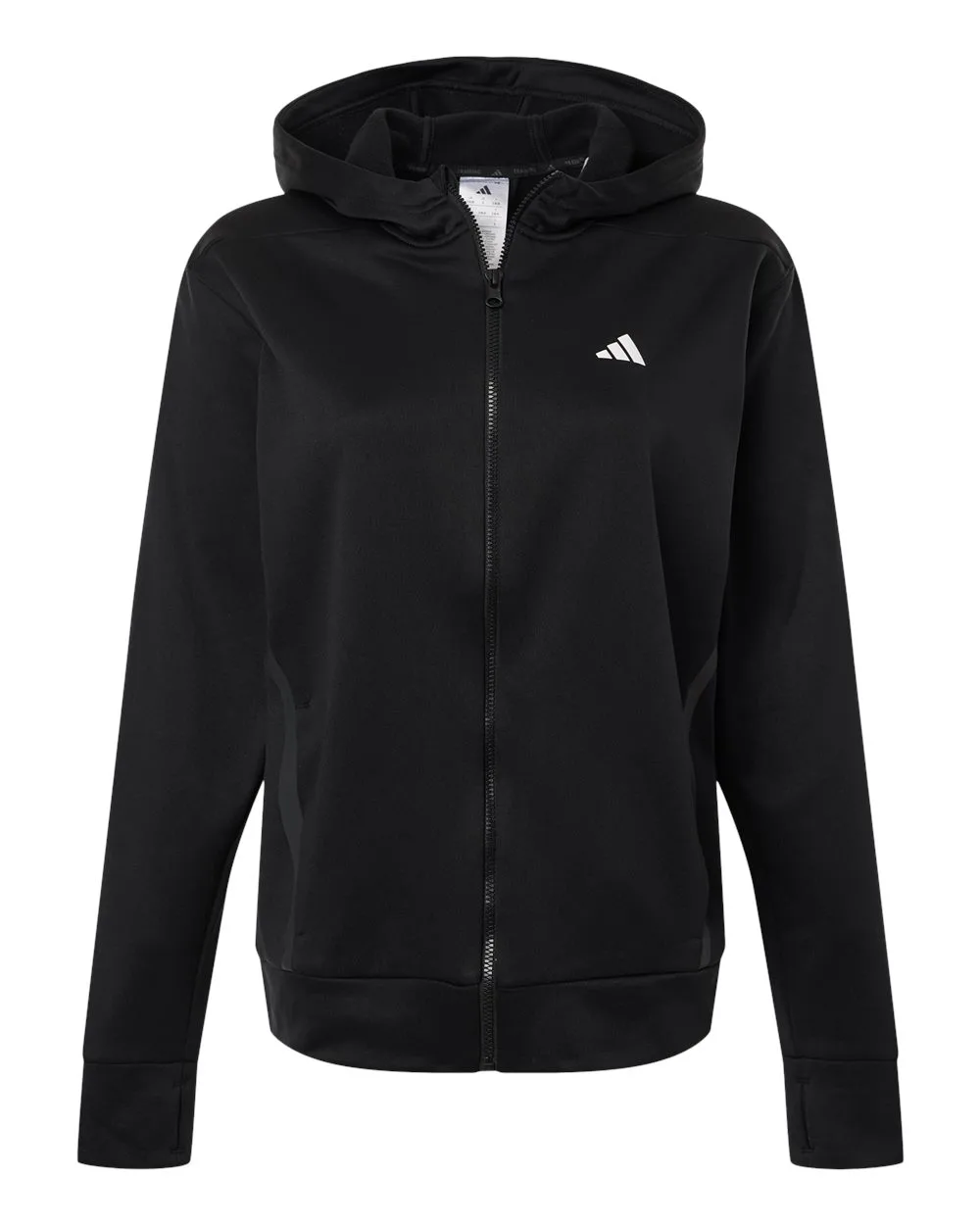 Adidas AT209 Women's Game & Go Fleece Full-Zip Hooded Sweatshirt — blank hooded sweatshirt, front view