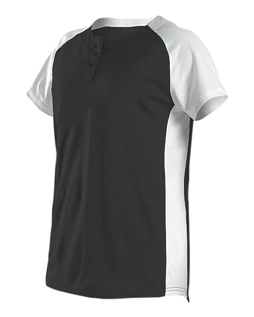 Alleson Athletic 522PDWG Girls' Two Button Fastpitch Jersey — blank t-shirt, front view