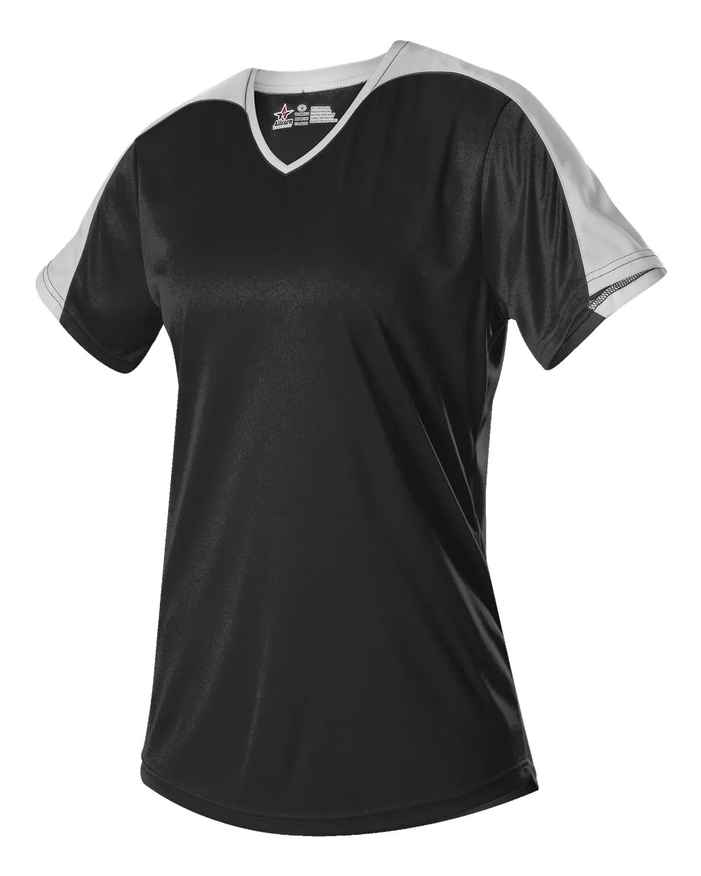 Alleson Athletic 558VG Girls' V-Neck Fastpitch Jersey — blank t-shirt, front view