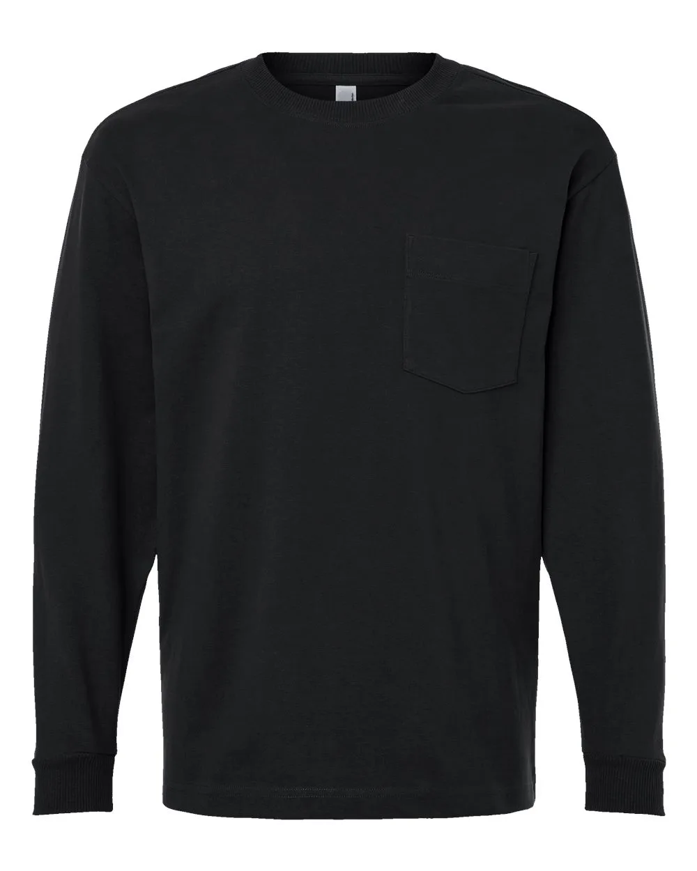 American Apparel 9410 Unisex Super Heavyweight Long Sleeve Pocket Tee — blank long sleeve tee, front view