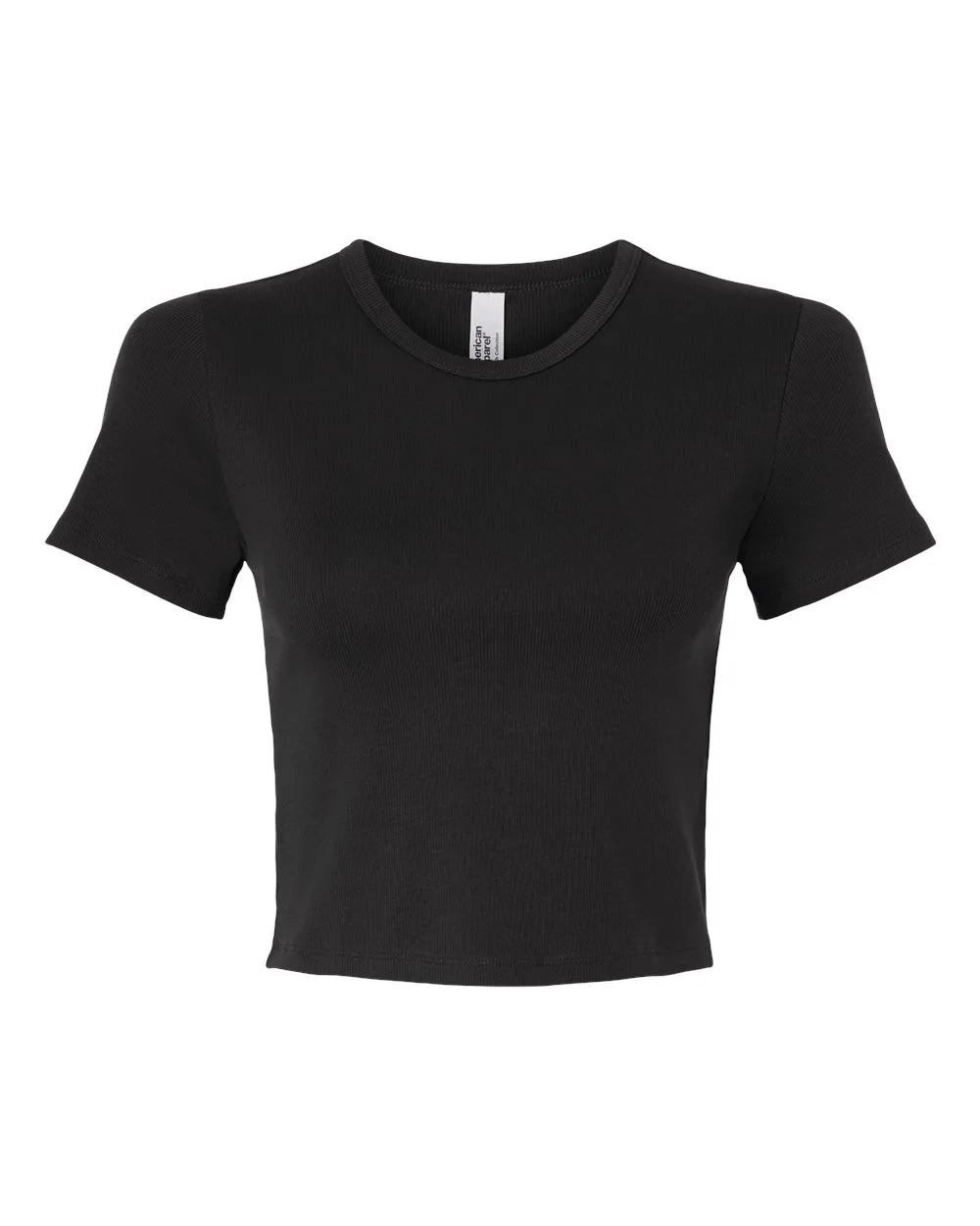 American Apparel BR210 Women's Baby Rib Cropped Tee — blank t-shirt, front view