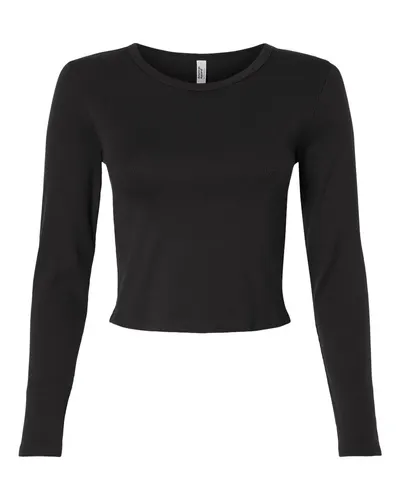 American Apparel BR2107 Women's Baby Rib Long Sleeve Cropped Tee — blank long sleeve tee, front view