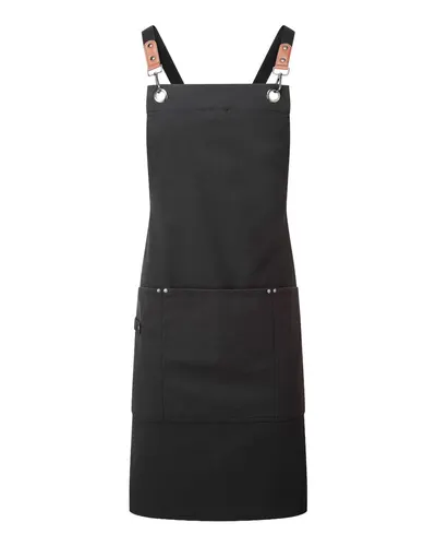 Artisan Collection by Reprime RP182 Unisex Clip & Clasp Cross-Back Bib Apron — blank garment, front view