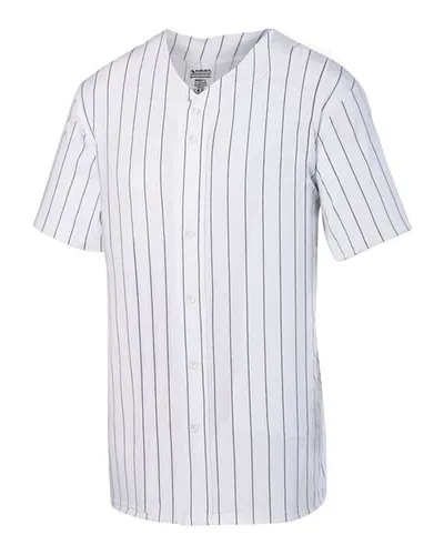 Augusta Sportswear 1685 Unisex Pinstripe Full Button Baseball Jersey — blank t-shirt, front view