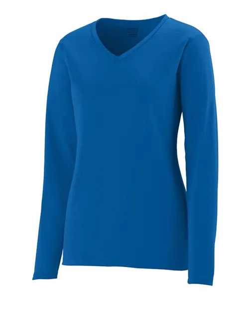 Augusta Sportswear 1788 Women's Nexgen Performance Long Sleeve V-Neck T-Shirt — blank t-shirt, front view