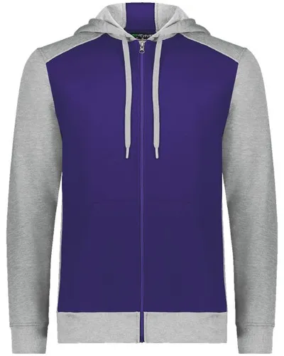 Augusta Sportswear 6899 Unisex Eco Revive™ Three-Season Triblend Fleece Full-Zip Hooded Sweatshirt — blank hooded sweatshirt, front view