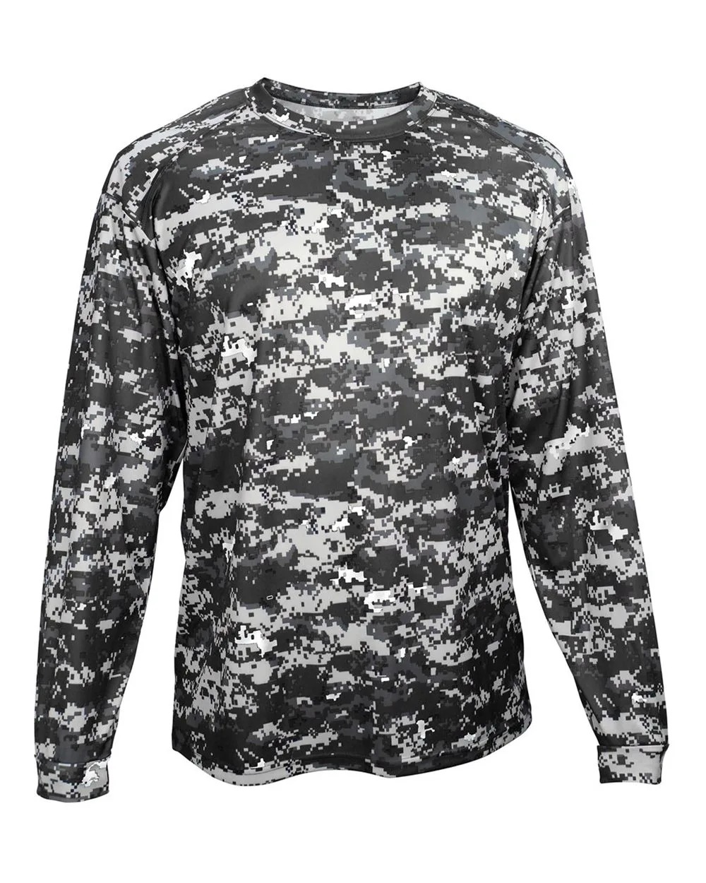 Badger 2184 Youth Digital Camo Long Sleeve T-Shirt — blank long sleeve tee, front view