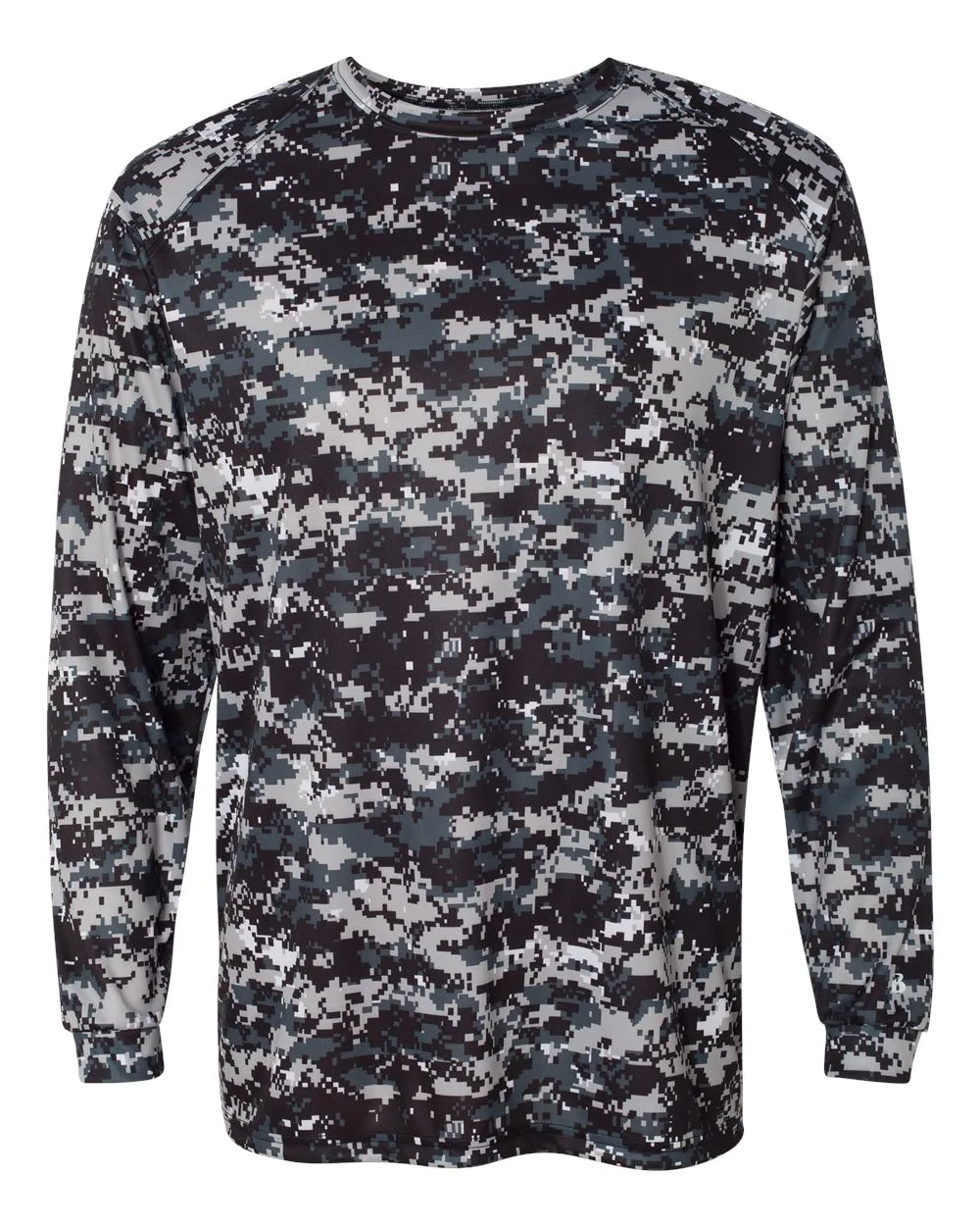 Badger 4184 Men's Digital Camo Long Sleeve T-Shirt — blank long sleeve tee, front view