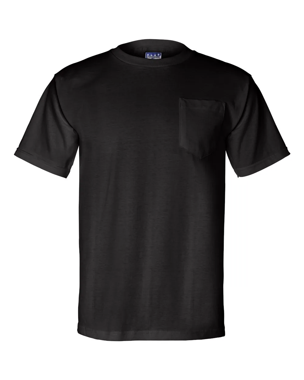 Bayside 3015 Unisex Union-Made Pocket T-Shirt — blank t-shirt, front view