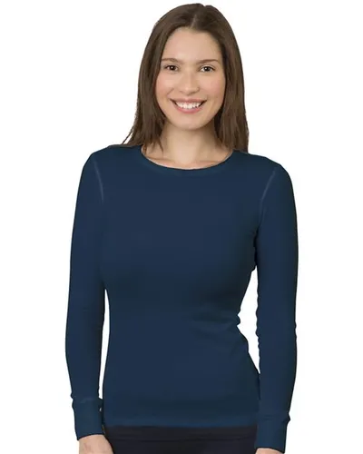 Bayside 3420 Women's USA-Made Thermal Long Sleeve T-Shirt — blank long sleeve tee, front view