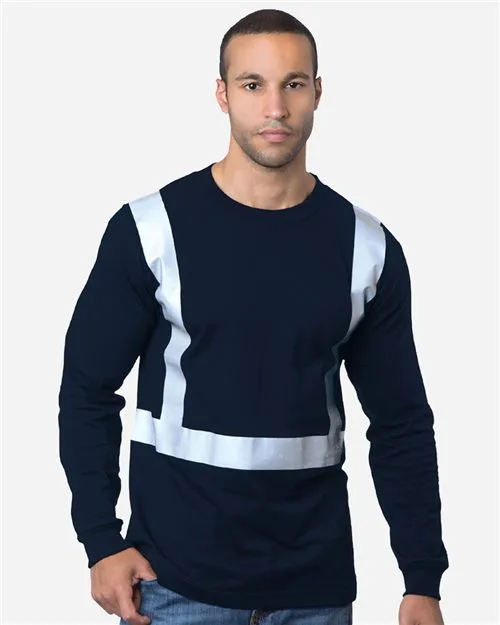 Bayside 3761 Men's USA-Made Hi-Visibility Long Sleeve T-Shirt — blank long sleeve tee, front view