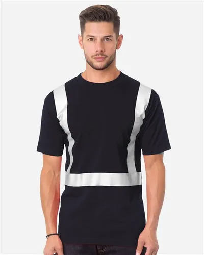 Bayside 3771 Unisex USA-Made High Visibility Pocket T-Shirt — blank t-shirt, front view
